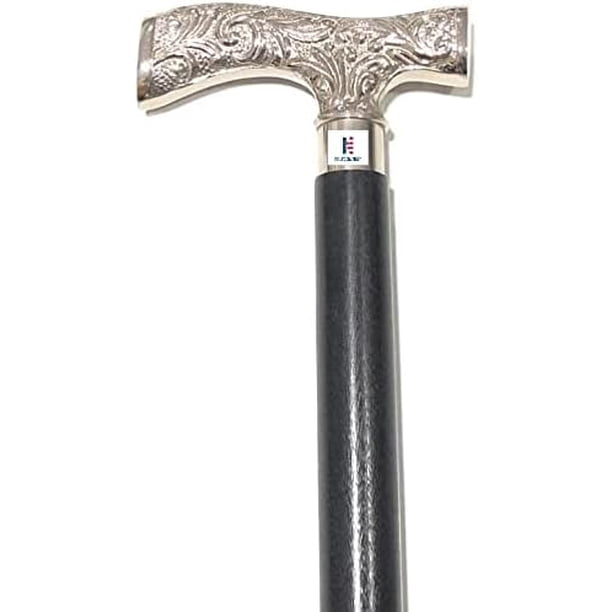 Chrome Plated Scroll Fritz Walking Cane with Black Beechwood Shaft ...