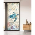 thumbnail image 2 of Window Privacy Film Teal Sea Turtle Coastal Stained Glass Window Film Decorative Sun Block Window Cover Retro Ocean Summer Beach Coral Window Clings Static Adhesive Sticker for Bathroom 35.4"x78.7", 2 of 7