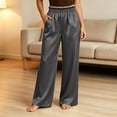 thumbnail image 4 of Dagugfen Pajama Pants for Women Elastic Waist Wide Leg Loose Fitted Satin Comfy Casual Pants Home Loungewear Trousers, 4 of 8