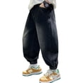 thumbnail image 3 of LRen Baggy Jeans Boys High Waisted Vintage Straight Leg Wide Leg Jeans Boys Casual Baggy Fashion Trousers Streetwear with Pockets,Black,11-12 Years, 3 of 6