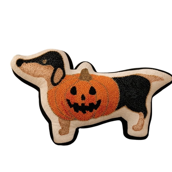Clearence! Halloween Decorations Throw Pillow Dachshund Shaped Cushion with Pumpkin Pattern for Couch Sofa Bed Home Living Room Bedroom Cute Puppy Fall Harvest Festival Party Decor