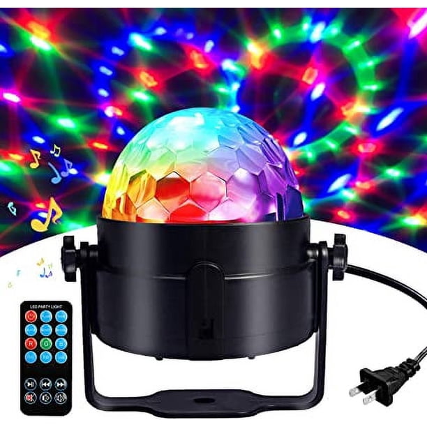 Bola de discoteca, luces de fiesta, luces de discoteca, luz de almacenamiento activada por sonido con control remoto, iluminación de DJ, luz LED RGB de 3 W, espectáculo de luces de baile para sala de