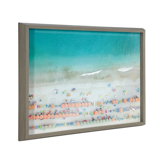 Kate and Laurel Blake Monterosso Framed Printed Glass Wall Art by Rachel Dowd, 18x24 Gray, Chic Coastal Art for Wall