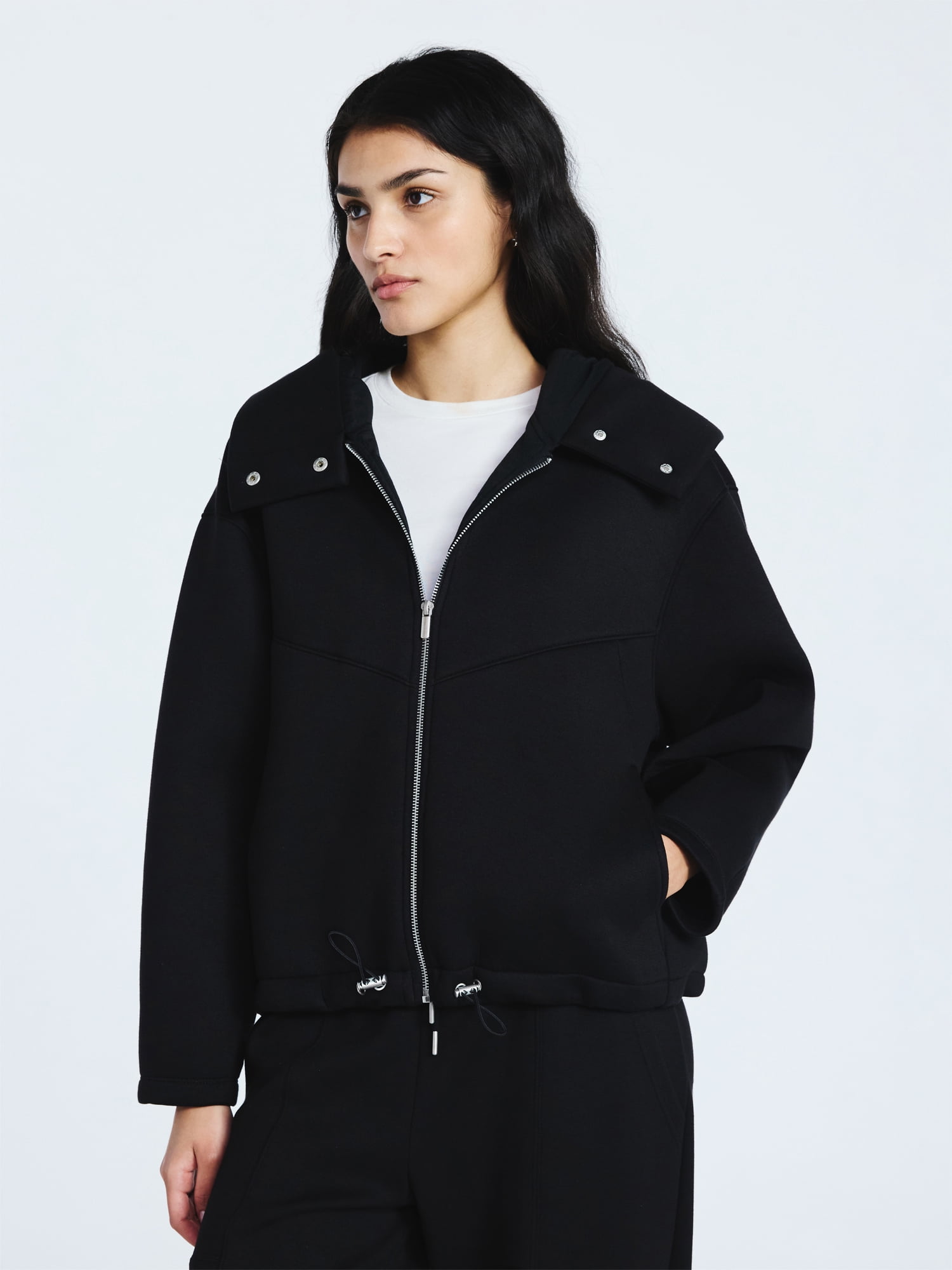 Scoop Women's and Women's Plus Neoprene Fleece Oversized Jacket with Hood, Sizes XS-4X