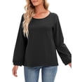 thumbnail image 1 of Blusa, Blusa suelta para mujer Tallas grandes Manga larga Vintage Camisas sólidas para descansar Vac Abody Pequeña, 1 of 7
