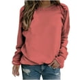thumbnail image 2 of Xcmzpl Womens Sweatshirts Casual Solid Color Crewneck Sweatshirt Athletic Pullover Tops Work Long Sleeve Shirts Early Fall Fashion, 2 of 5