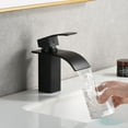 thumbnail image 4 of SUMERAIN Matte Black Waterfall Bathroom Sink Faucet, Lead-Free 304 Stainless Steel Single Hole Vanity Faucet, 4 of 11
