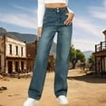 thumbnail image 3 of ManxiVoo Women Wide Leg Jeans Straight Leg Medium High Waist Comfort Denim Trousers for Casual Style XXL Size Blue, 3 of 8
