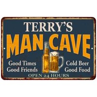 TERRY'S Man Cave Personalized Metal Sign Green Gift 12x18 112180012060