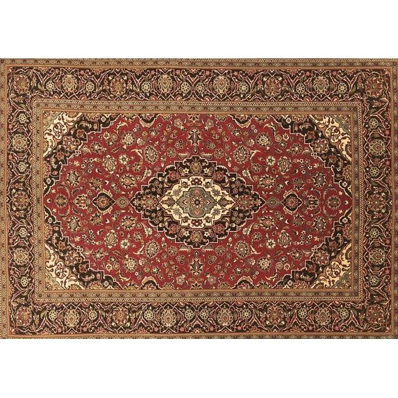 Ahgly Company Indoor Rectangle Medallion Brown Traditional Area Rugs, 7' x 10'