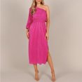 thumbnail image 1 of Vestido De Un Solo Hombro Vestido ceñido al cuerpo para mujer, asimétrico, para mujer, holgado, con cintura elástica, ropa de fiesta Cgtredaw Rosa Roja L para Mujer, 1 of 1