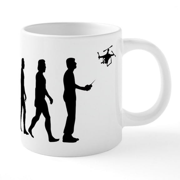 CafePress - Drone Evolution - 20 Oz White Ceramic Mega Mug
