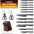thumbnail image 2 of OOU Kitchen Knife Block Set - 15 Pieces High Carbon Stainless Steel Knife Block Set with Built-in Sharpening Blocks, Walnut, 2 of 9