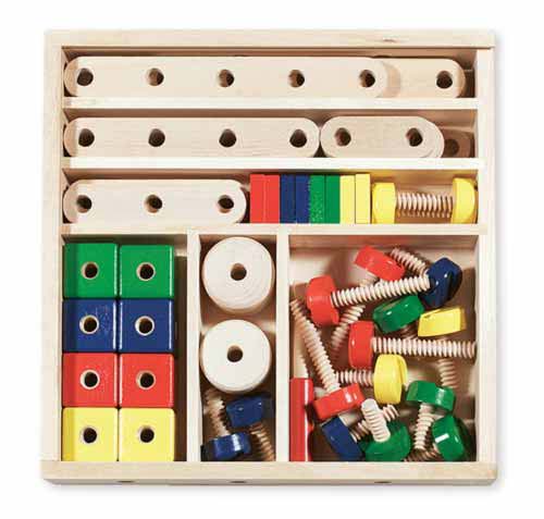 melissa & doug wooden construction building set in a box