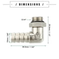 thumbnail image 3 of Adaptador de manguera de latón de 90 grados para automóvil universal, 10 mm de 3/8" a macho G1/4" BSP BSPT tono plateado, 3 of 7