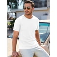 thumbnail image 2 of RICHCOIN Men Ribbed Summer Top Short Sleeve Crewneck Basic T-shirt White Casual Solid Color Muscle Tee Shirts L, 2 of 7