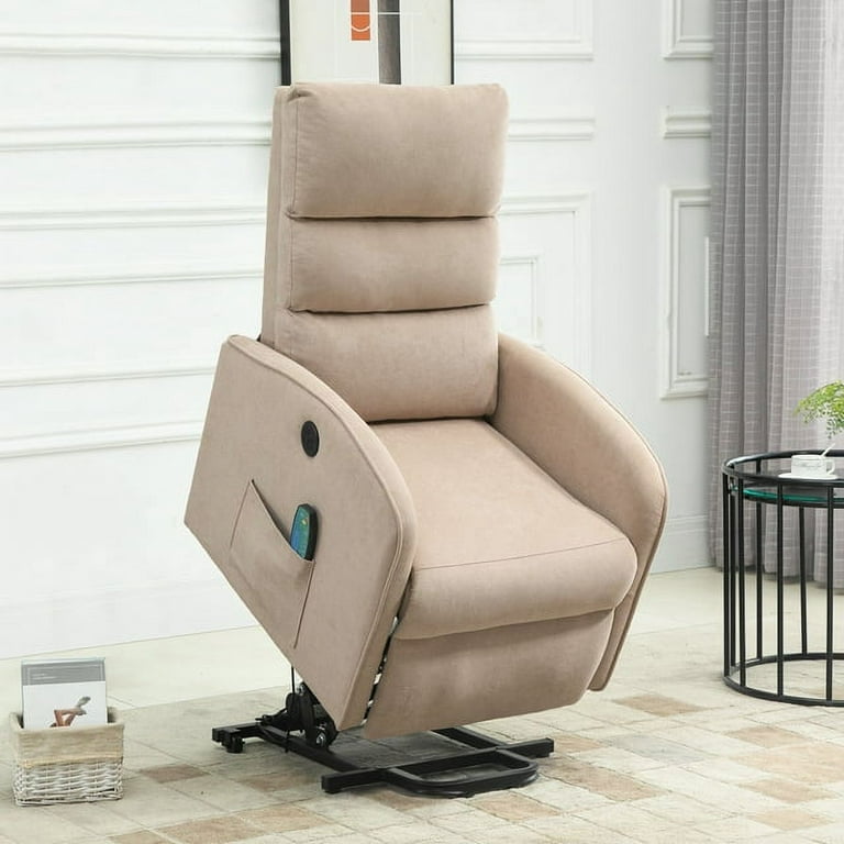 Polar Aurora Living Room Power Lift Massage Recliner Chair for Elderly PU Leather Heated Recliner Ergonomic Lounge Vibratory Massage Function with Cup