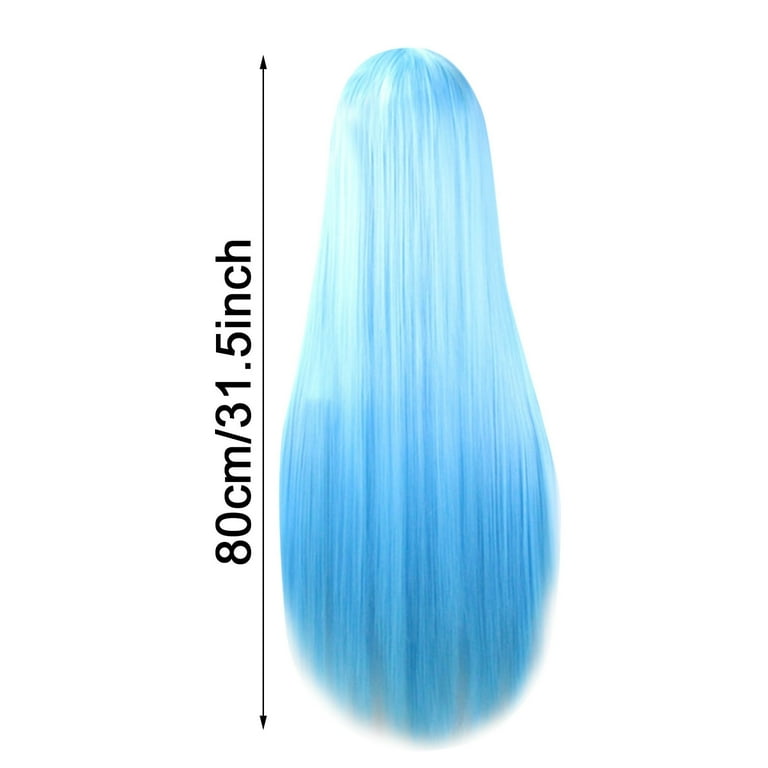 XIAQUJ Blue Long Straight Wig Hair 150% Density for Lolita Anime