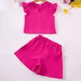 thumbnail image 6 of Wdgfv Toddler Girls Summer Outfits Fly Sleeve T-Shirt and Shorts Set Casual Playwear Comfortable 2 Piece Clothing for 1-5 Year Olds Hot Pink 3-4 Years, 6 of 6