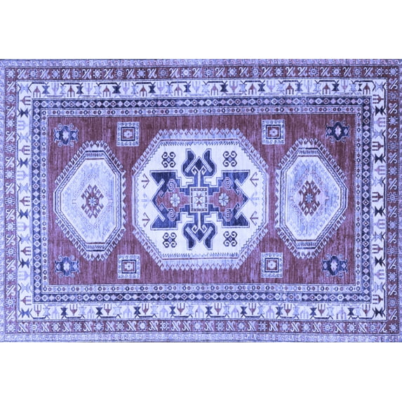 Ahgly Company Indoor Rectangle Geometric Blue Traditional Area Rugs, 8' x 12'