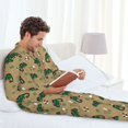 thumbnail image 4 of Mens Pajamas Set, Cartoon Funny Cute Lizard Green Button Down Long Sleeve Loungewear Sleepwear Pjs sets for Men, 4 of 5
