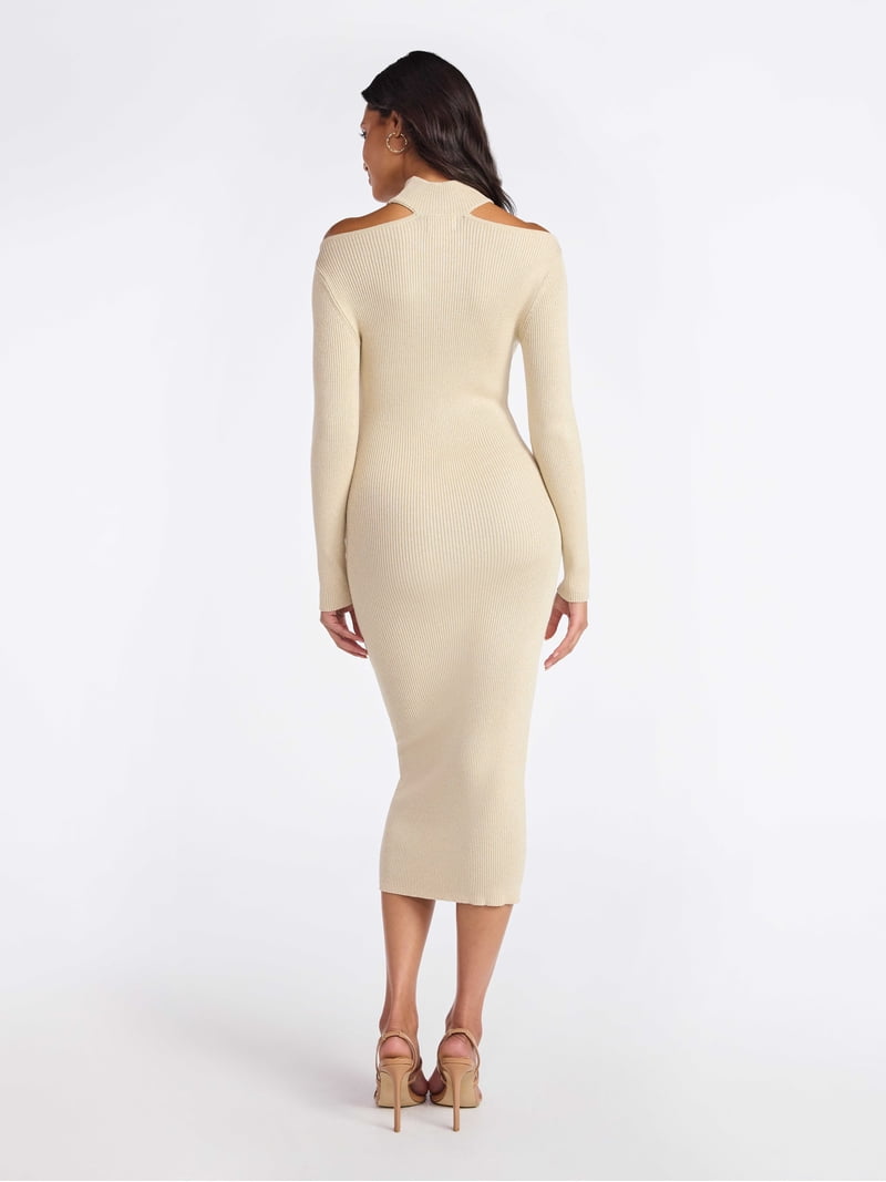 Sofia by Sofia Vergara Women's and Women's Plus Size Twist Front Sweater Dress, Mid Calf Length, Sizes XS-4X