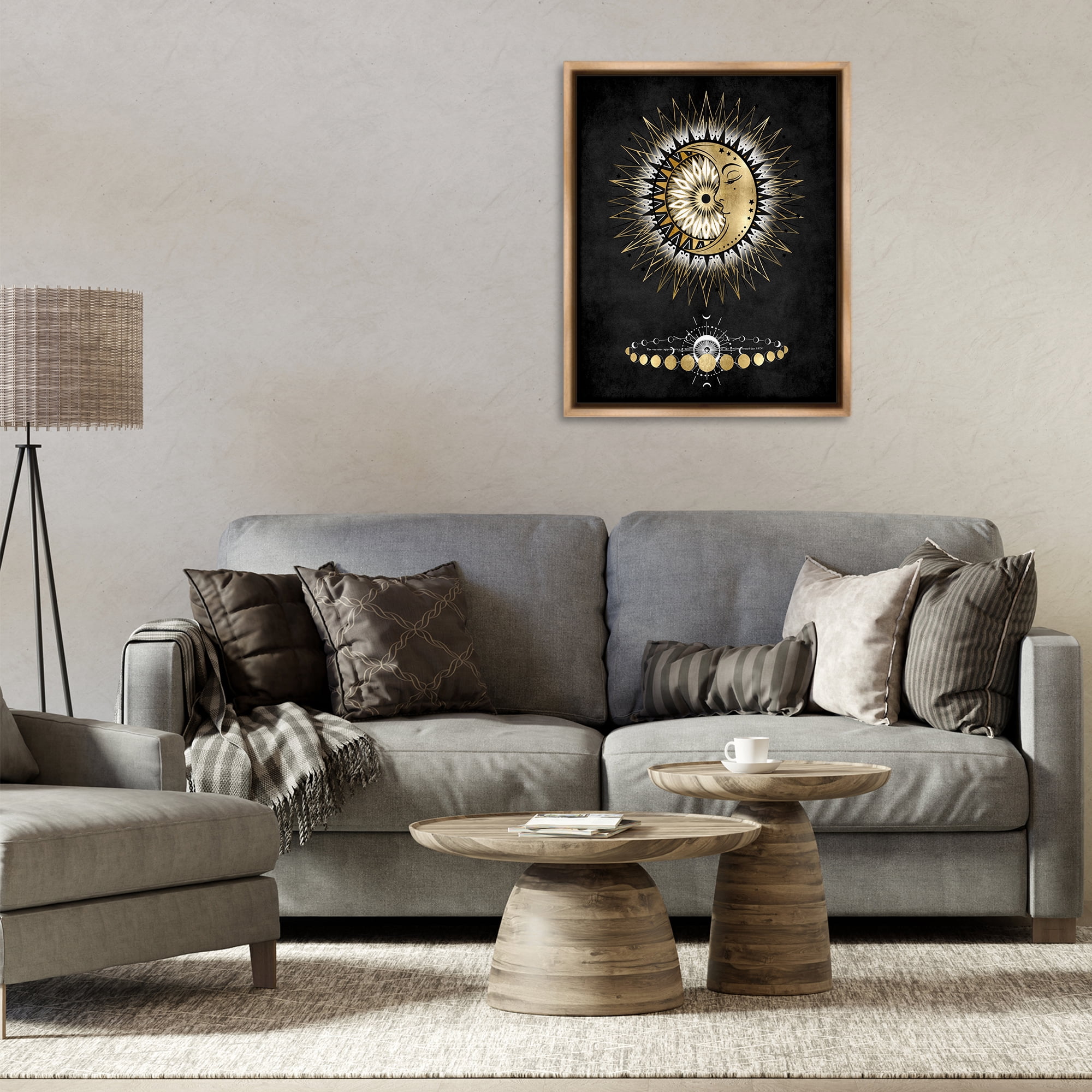 Stupell Industries Lunar Phrases Astrology Astrology & Stars Painting Brown Floater Framed Canvas Art Print Wall Art, 25 x 31