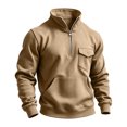 thumbnail image 5 of Mens Quarter Zip Pullover Sweatshirt Fall Winter Long Sleeve Casual Plain Stand Collared Sweatshirts with Pockets, 5 of 6