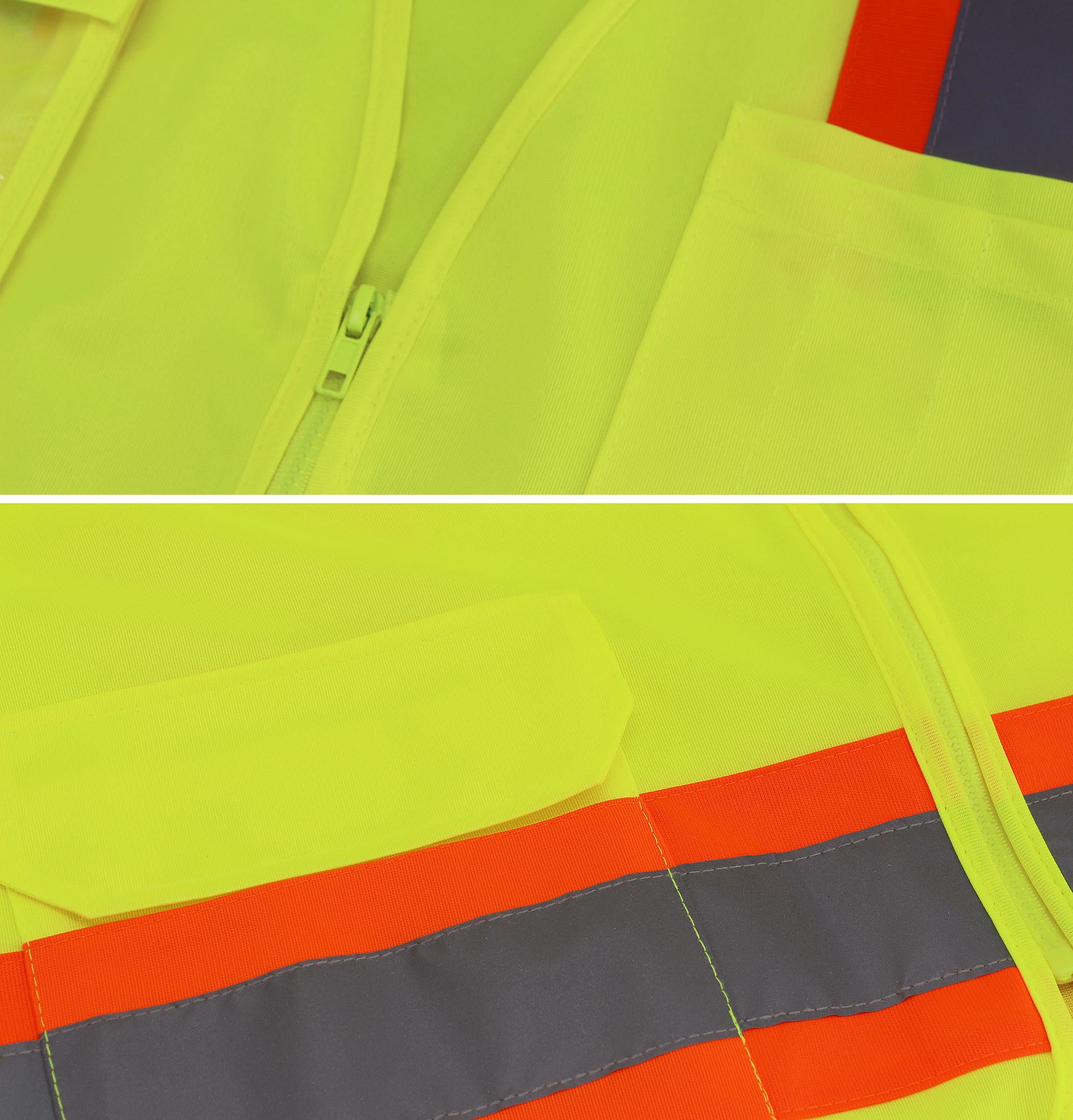 Men's Class 2 Type R Safety High Visibility Zipper Reflective Neon Work Vest (Yellow, 5XL)