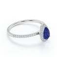 thumbnail image 3 of JeenMata 1.25 ct Pear Shaped Lab Created Blue Sapphire Halo Engagement Ring in 18K White Gold over Silver, 3 of 6