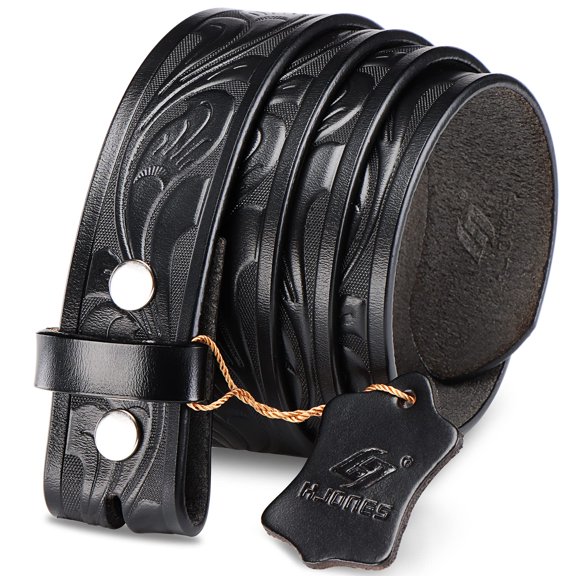 Cinturón HJones 117 cm Flowerblack de cuero sin hebilla