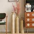 thumbnail image 5 of 3 Piece Handmade Gold Vase, Tall Metal Floor Vase with Embossed Gold Ivy, Large Flower Vase, 5 of 7