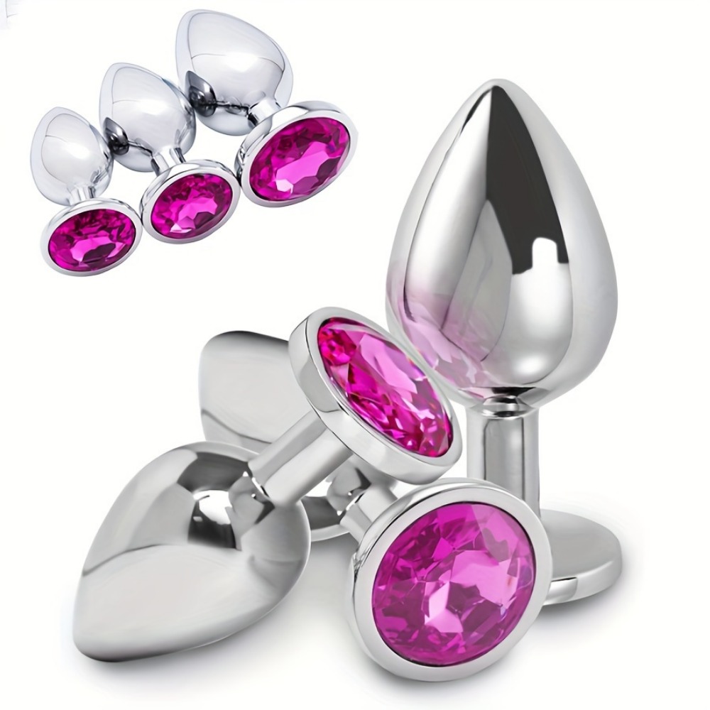 3PCS Butt Plug Set Adult Sex Toys,Stainless Steel Dimond Anal Plug Anal Toys