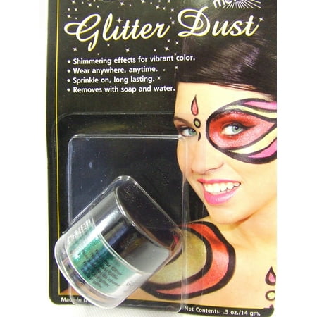 Green Cosmetic Grade Glitter Dust for Face Painting, Henna or Dress-up, Includes 1 glitter wear per package By Mehron Ship from
