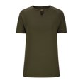 thumbnail image 3 of Hvot&aat Women's Solid Color Short Sleeved Keyhole Neck T-Shirt Basic Lightweight Tops Business Casual Fitted Tops, 3 of 6