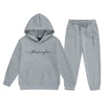 thumbnail image 2 of Girls Winter Warm Pullover Hoodie with Pants, 2 Piece Tracksuit Set, Cute New York Letter Print Jogger Sweatpants, Kids Casual Lounge Outfit 2-13 Years, 2 of 4