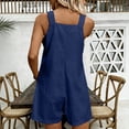 thumbnail image 6 of Wovilon Women's Square Neck Button Front Romper with Wide Straps and Patch Pockets, Relaxed Cotton Linen Blend Summer Beach Vacation Casual Outing Wear, 6 of 6