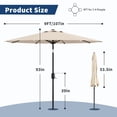 thumbnail image 2 of 9FT Outdoor Patio Umbrella with Double-Layer Vented Canopy, UPF 50+ UV Protection, 8-Rib Steel Frame, Crank & Tilt Mechanism, Detachable Pole, Backyard, Deck, or Poolside, 2 of 7