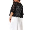 thumbnail image 3 of Agnes Orinda Women's Plus Size Sheer Floral Lace Open Front Shrug Elegant Cardigans 2X Black, 3 of 5