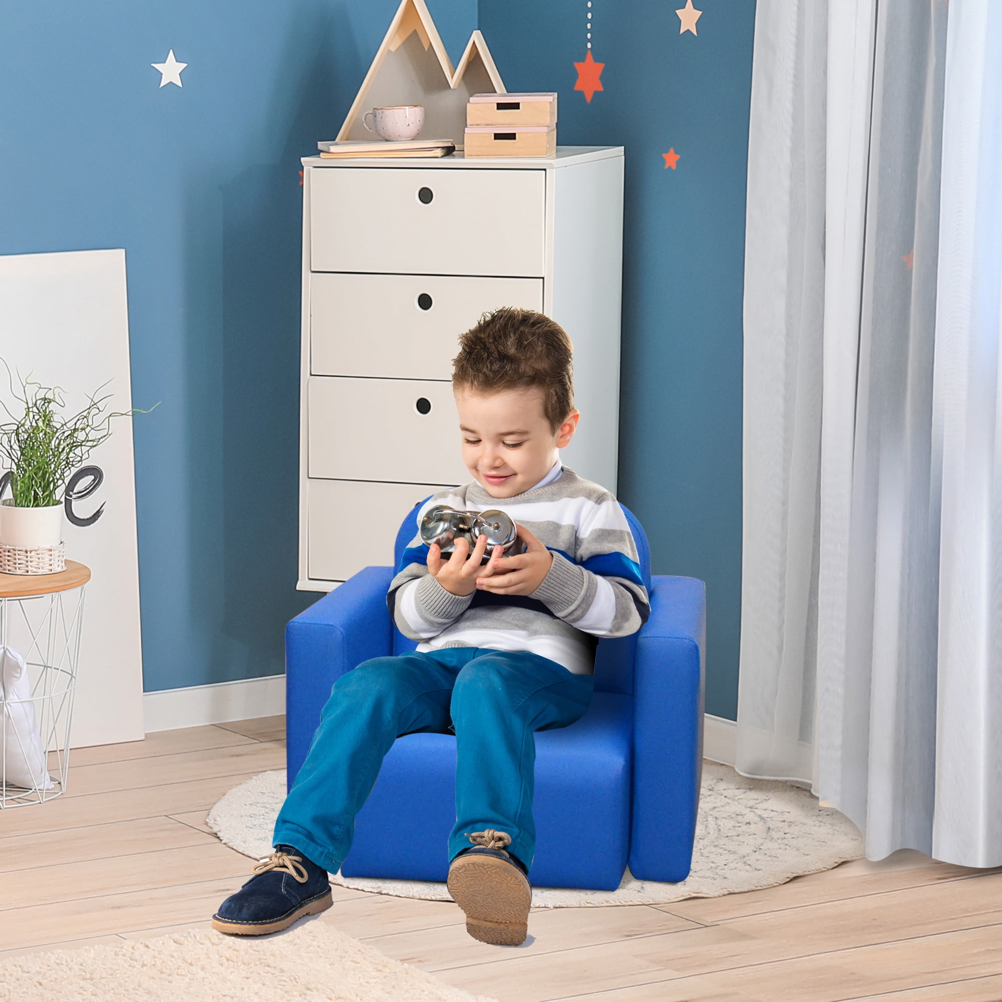 CoSoTower 2-In-1 Multifunctional Kids Sofa Convertible Table and Chair Set for 3 Years Old Boys Girls, Blue