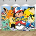 thumbnail image 3 of Fondo de Pokémon, pancarta de feliz cumpleaños, decoración de Pikachu para niños, baby shower, monstruo de bolsillo, accesorios de fondo de anime, póster, 3 of 5
