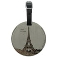 thumbnail image 1 of Paris, Je t'aime I Love You Eiffel Tower City Map Round Leather Luggage Card Suitcase Carry-On ID Tag, 1 of 8