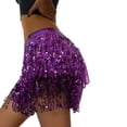 thumbnail image 4 of KOMOO Women Boho Sequin Tassel Skirt Fringe Belly Skirt Rave Party Dance Miniskirt, 4 of 7