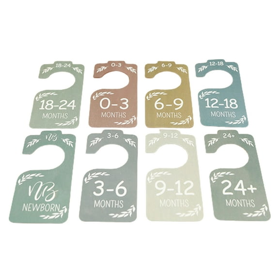 8Pcs/Set Wooden Baby Closet Dividers Newborn to 24 Months Toddlers Wardrobe Clothes Size Hanger Organizer Boho Rustic Nursery Decoration