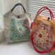 thumbnail image 3 of Bolso de mano de lona con bordado de flores de anacardo para mujer, bolso cruzado de nailon, bolso de hombro portátil plegable, 3 of 6