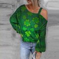 thumbnail image 1 of Chemise pour Femme St.Patrick'S Day Imprimé Sweat-Shirt à Épaulette Graphique Pull-Over à Manches Longues, 1 of 5