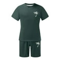 thumbnail image 4 of Conjunto de Sudadores de Hombres Impresión Casual Deportes de Manga Corta Cuello Redondo, Traje de Deporte de 2 Piezas con Pantalones de Corredores de Cintura Elástica, 4 of 4