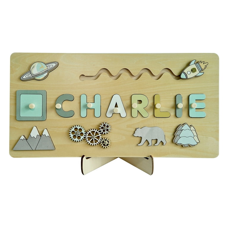 Personalized Name Puzzle Toy with Engraved Text on Back for Toddlers 1 3 Year Old Not Customize Name