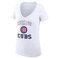 thumbnail image 2 of Women's G-III 4Her by Carl Banks White Chicago Cubs Super-Slim Fit Lightweight Team Logo Graphic V-Neck T-Shirt, 2 of 5