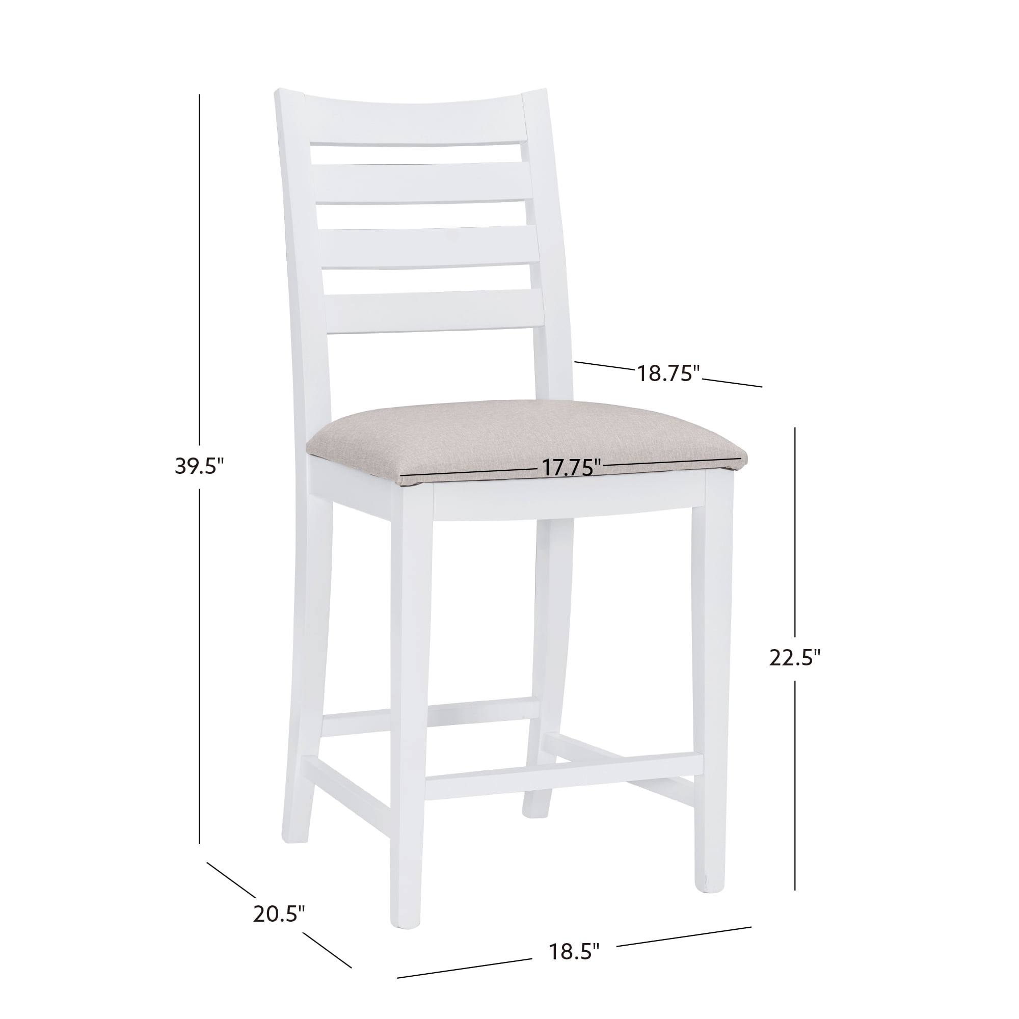 Linon Holdrege 22" High Back Counter Stools, Set of 2, White/Light Gray Faux Leather